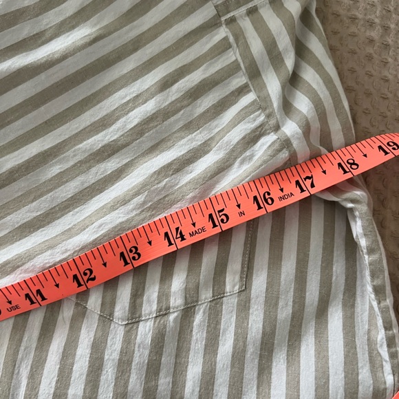 PARADISE | Tan & White Striped Boxy Button Up Long Sleeve Top - Picture 6 of 7